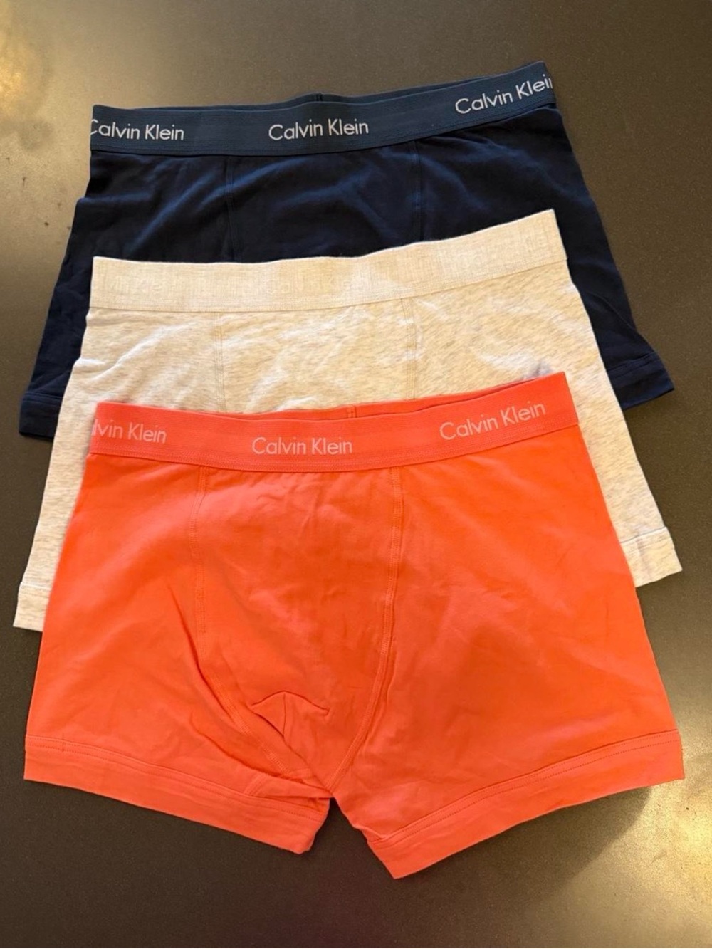 New Calvin Klein Men's Boxer Briefs / Trunks Navy, Gray, Orange.  Cotton